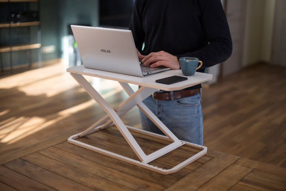 Modern wood standing desk converter - ergonomic desk stand