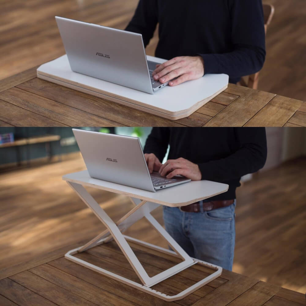 Modern wood standing desk converter - ergonomic desk stand