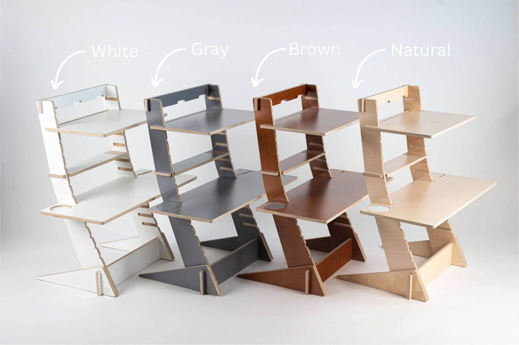 Modern wood adjustable standing desk - white/grey/brown/natural