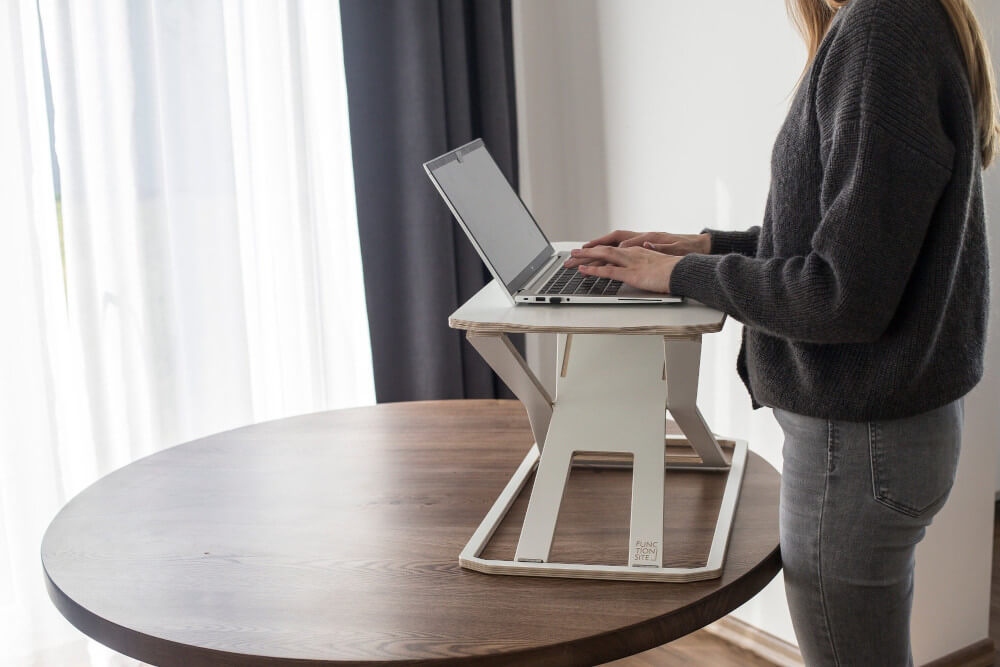 Modern wood standing desk converter - stand on office table