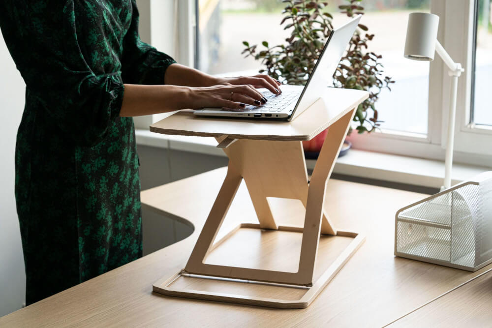 Modern wood standing desk converter - stand on desk
