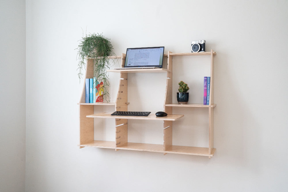 Open shelf wall desk small - wall mounted