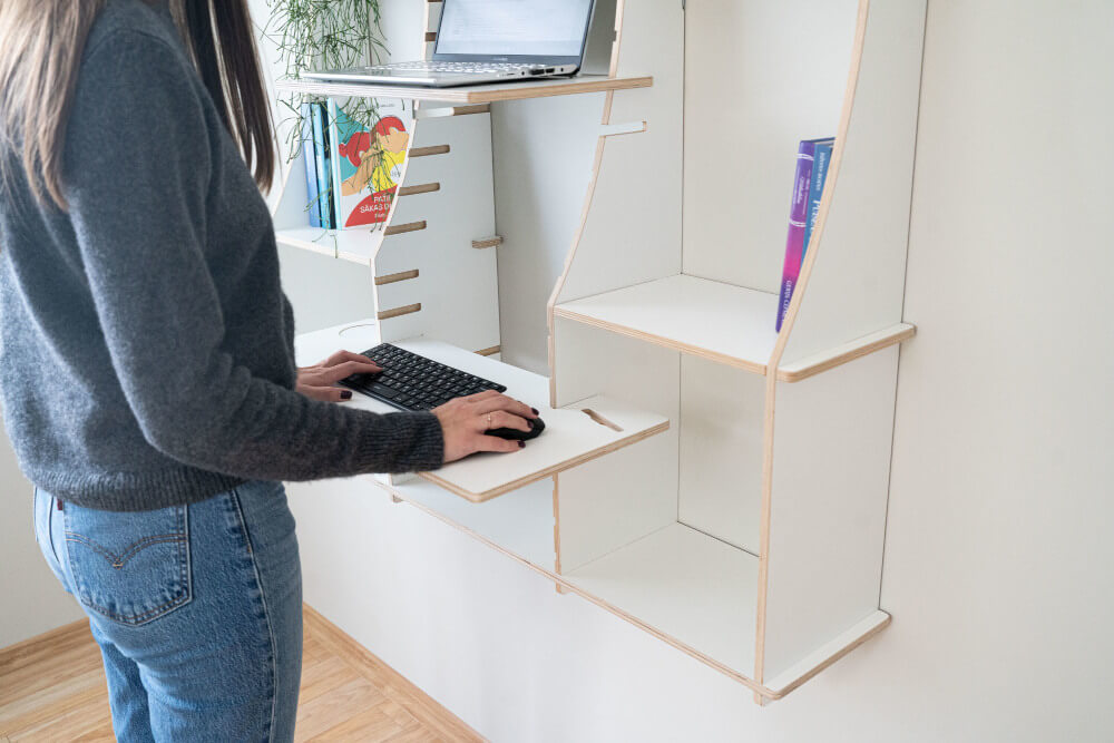 Open shelf wall desk big - minimalist desk