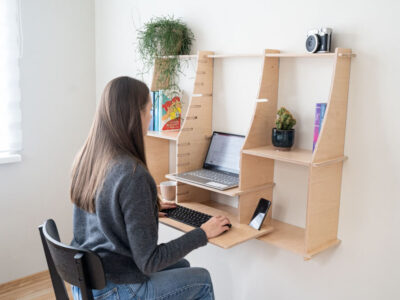 Open shelf wall-mounted Murphy Desk small