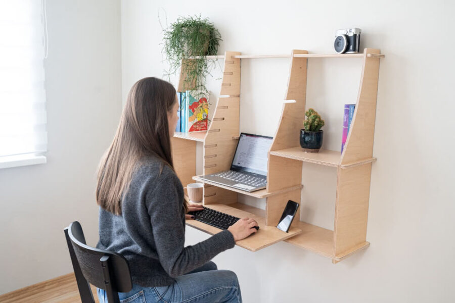 Open shelf wall-mounted Murphy Desk small