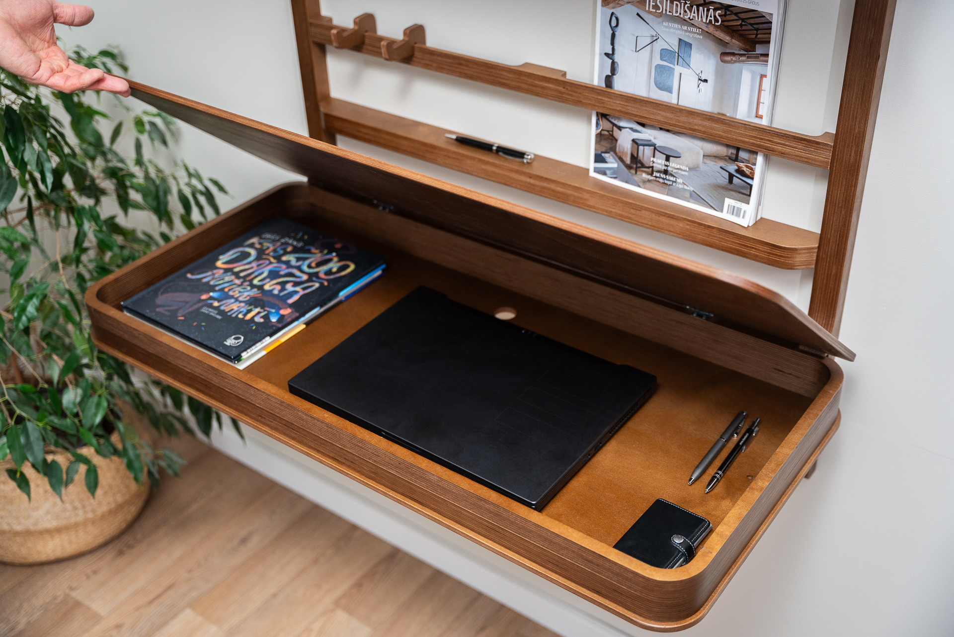 Floating desk with storage and shelves. - Image 8