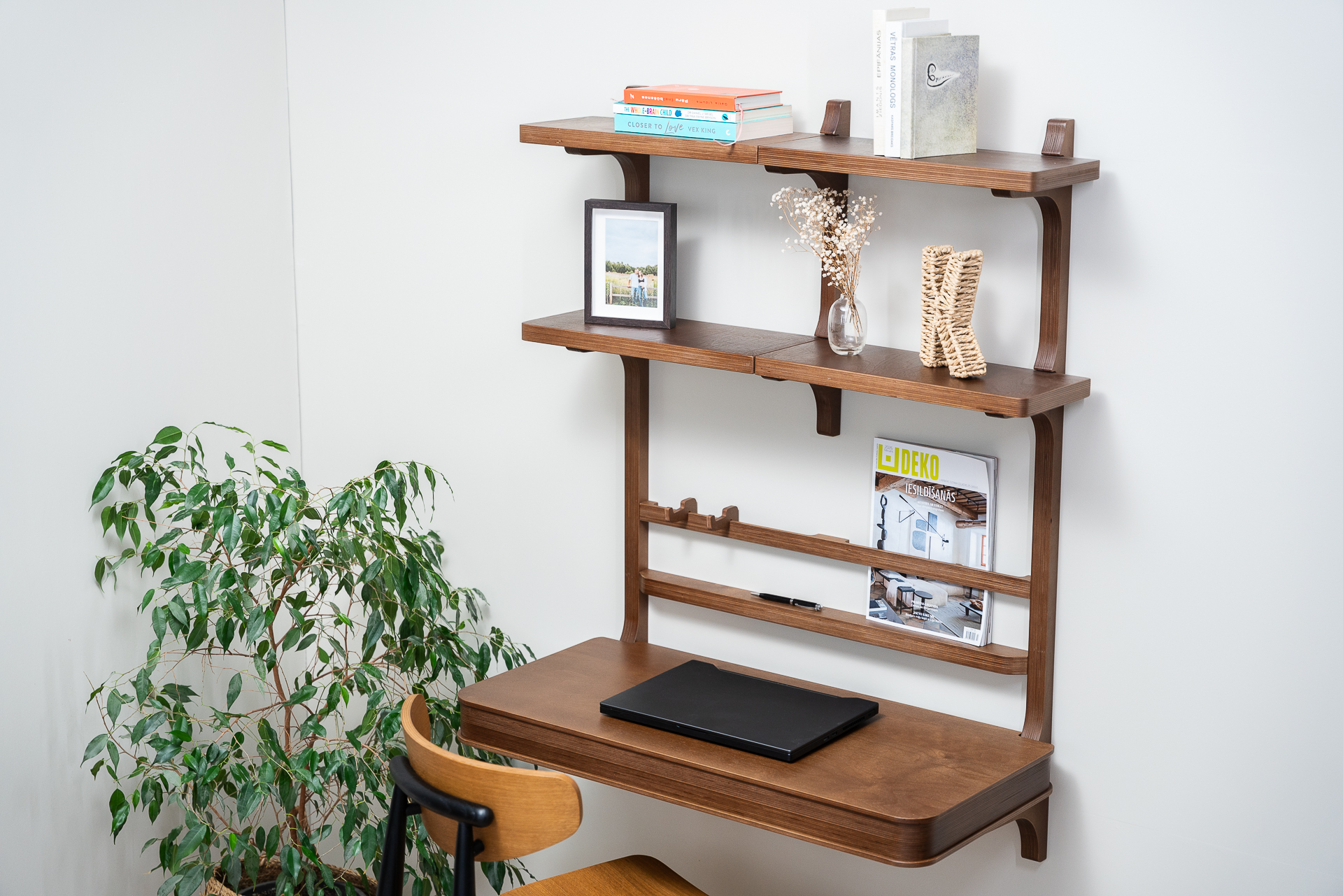 Floating desk with storage and shelves. - Image 9