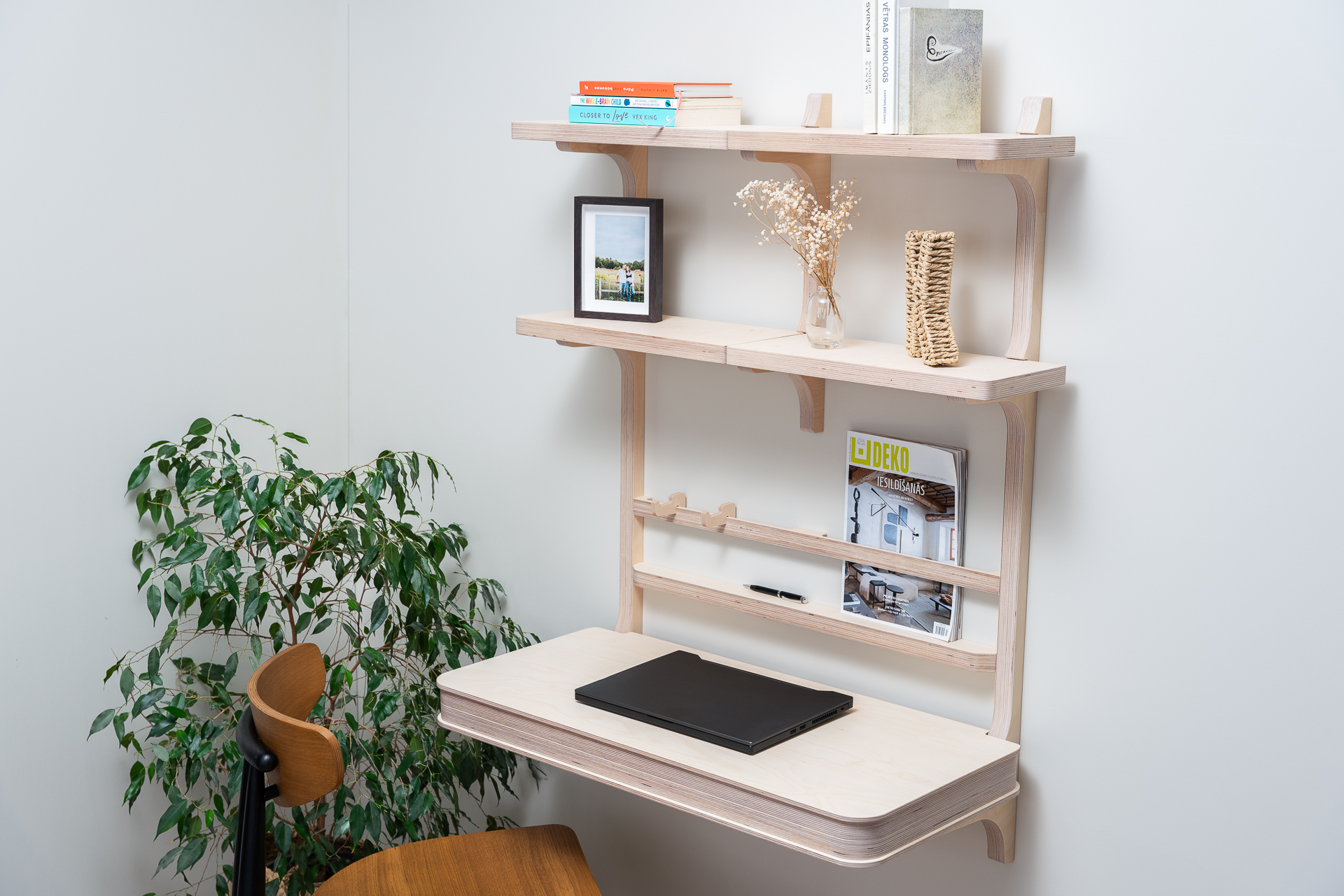 Floating desk with storage and shelves. - Image 10